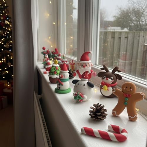Air Dry Clay for Kids, 4 Christmas Mini Modeling Clay Sets, DIY Snowman Model Magic Clay Kit with Tools & Tutorials, Christmas Stocking Stuffers for Kids, Creatible Art Crafts Toys Gifts Xmas Gift - color: 4 Packs Mini Christmas Kit
