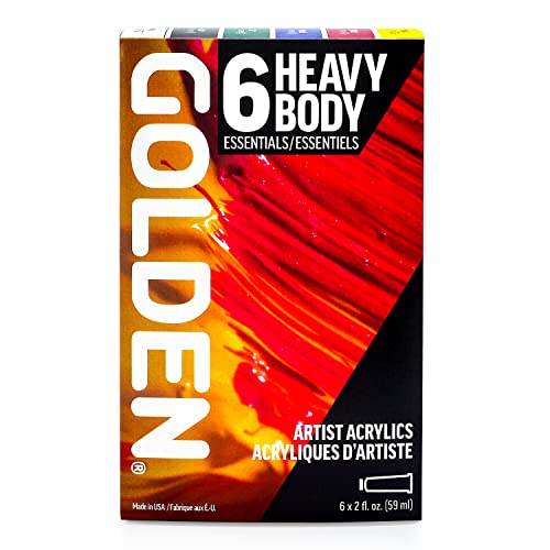 GOLDEN Heavy Body Acrylics Essentials Set, 6 x 2 fl. oz. Tubes