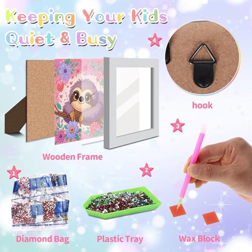 Sloth Diamond Art Painting Kits for Kids with Frame Ages 4-8-12 (7x7 inch) - color: CC122