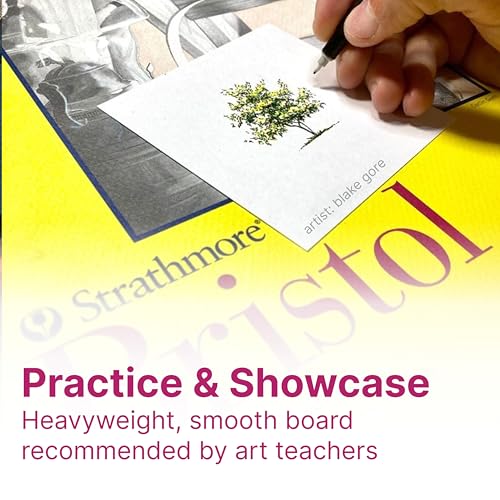 Strathmore 300 Series Bristol Paper Pad, Smooth Texture, Tape Binding, 20 Sheets, White, 4x6 inch, 1 Count