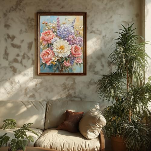 Paint by Numbers Kit for Adults Flowers, Paint by Number for Adults 16x20in | Painting by Numbers for Adults, Acrylic Oil Painting, DIY Crafts for Adults, Ideal Gifts for Home Wall Decor, Frameless - color: Flowers