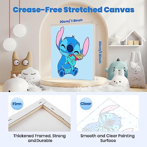 KOJEFCV 4 Pack Cartoon Paint by Number for Kids with Wooden Frame - color: MT10713+MT10714+MT11041+MT11279