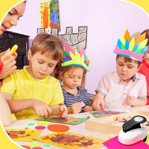 CHENGU 6 Pcs Circle Punch Set 3in/2in/1.5in/1in/0.6in/0.3in Scrapbook Hole Punchers Crafting with 10 Sticker Paper Round Cutter Scrapbook for Office Supplies DIY Albums Photos(Black) - color: Black, style: Circle
