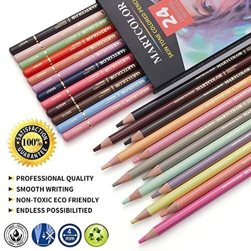MARTCOLOR 24 Colors Skin Tone Colored Pencils for Portraits