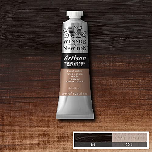 Winsor & Newton Artisan Water Mixable Oil Colour, 1.25-oz (37ml), Burnt Umber | Clean with water; no solvents needed. Color depth, lightfastness, opacity/transparency are the same as traditional oils. - color: Burnt Umber, style: 1.25-oz