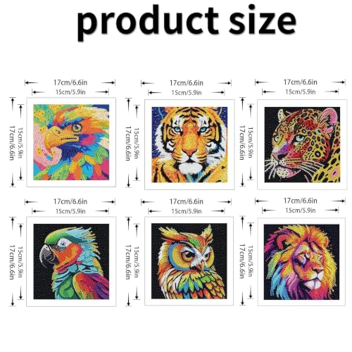 JATOK 6 Pack Diamond Painting Kits for Kids, Cartoon Animals DIY Diamond Arts Mosaic Kits for Adults Beginner, Full Round Drill Gem Art for Home Wall Decor Gift 15x15CM/6x6in - color: Denim