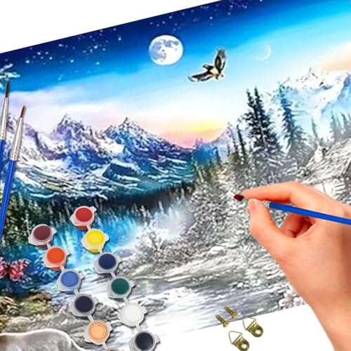 YALKIN Paint by Numbers Kit for Adults, Landscape Large Adults'paint-by-Number Kits on Canvas, DIY Acrylic Oil Painting by Numbers Kits, Perfect for Home Decor, Gifts 30x90CM /11.8x35.4in