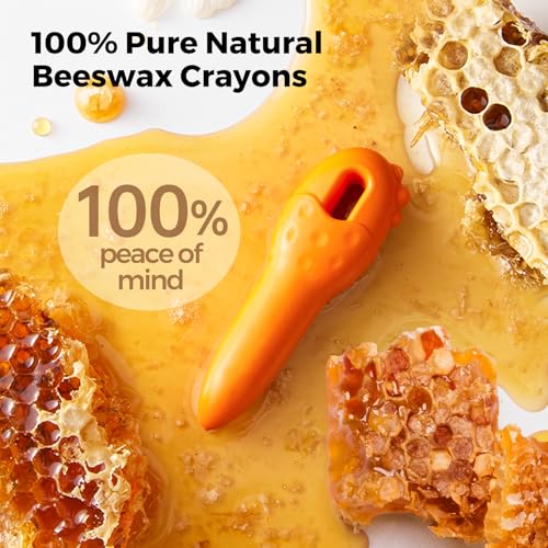 Mess Free Beeswax Crayons for Toddlers, 12 Colors, Washable Jumbo Crayons | Non-Toxic, Easy to Hold with 108 Downloadable Coloring Pages for Kids Ages 1-3, 4-8, Children's Gift, Preschool Art Supplies - style: 12 Colors