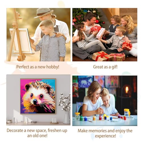 Artunion Framed Paint by Numbers Kit for Adults Beginners & Kids Ages 8-12,Colorful Hedgehog Paint by Number with Frame,Animal Easy Paint by Numbers Kit on Canvas 10 * 10 Inch Without Easel - color: ZXT-384-F