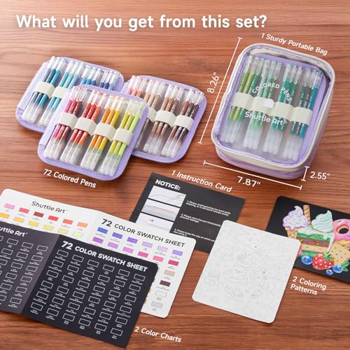 Shuttle Art Colored Pens, 72 Vibrant Colors Cute Journal Pens 0.6mm Fine Point Colored Gel Pens for Black Paper in Portable Bag for Coloring Writing Drawing Journaling Note Taking School Office Home - color: 72 Colors