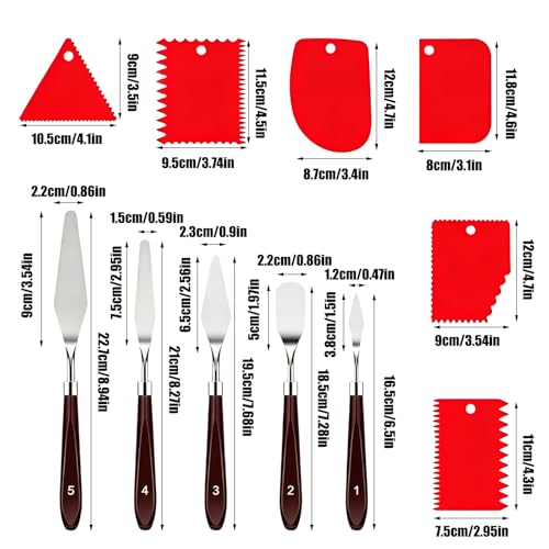 11 Pcs Painting Palette Knife Set - color: Red