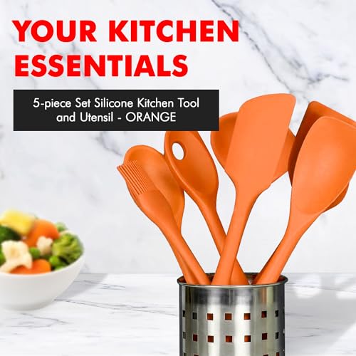 Chef Craft Premium Silicone Kitchen Tool and Utensil Set, 5 Piece, Orange - color: Orange, size: 5 Piece Set