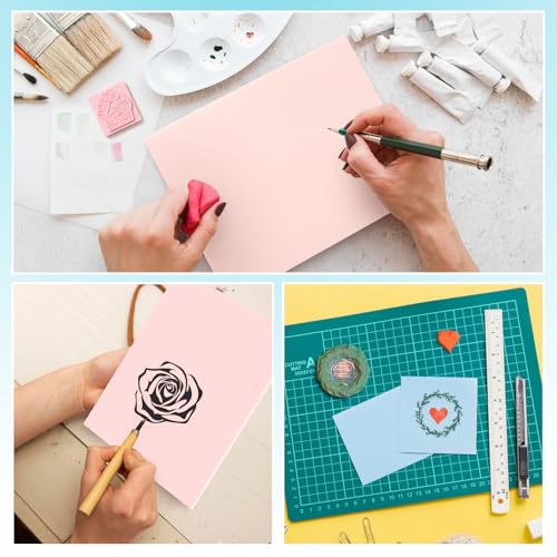 6 Pack 8"x10" Large Rubber Carving Blocks for Stamp Making, Printmaking & Block Printing, Soft Pink Carving Sheets for DIY Crafts, Art Projects, Craft Supplies for Beginners & Artists Professionals - style: 8"x10"