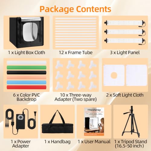 Light Box with Tripod Stand, 32"x32" LightBox with 3 Stepless Dimming Light Boards (CRI ≥95) 405 Light Beads, Shooting Tent kit with 6 Color PVC Backdrops.Photo Studio Light Box for Photography - size: 32*32*32 Inch