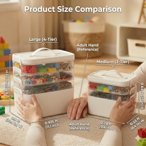 3-Tier Art Supply Storage Organizer with Adjustable Dividers - color: Three-Layer