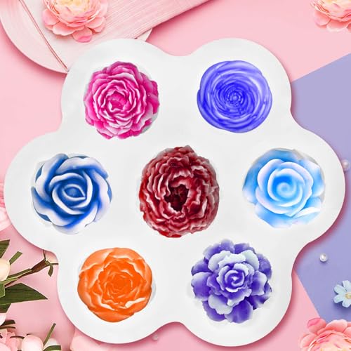Flower Candle Molds, 7 Cavity of Types Flower Candle Making Molds - color: 7 Cavity Flower Candle Molds for Candle Making