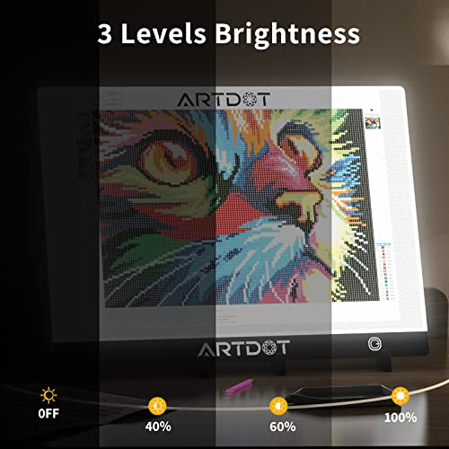 ARTDOT A2 LED Light Pad for Diamond Painting USB Powered Light Board Kit, Adjustable Brightness with 12 Angles Stand and Clips - size: A2