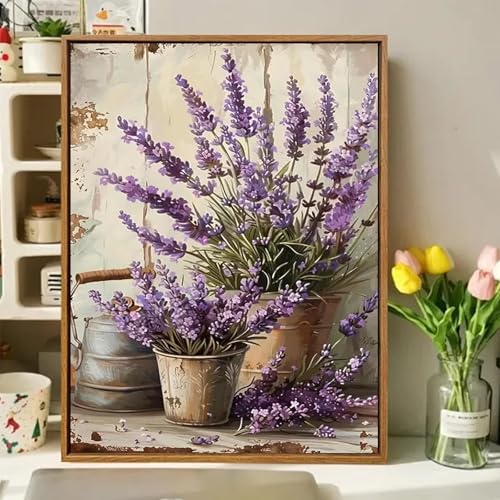 Paint by Numbers Kit for Adults Flower, Paint by Number for Adults 16x20 in | Paint by Numbers Kit for Adults, Acrylic Painting by Numbers, DIY Arts and Crafts for Gifts or Home Decor - color: Lavender