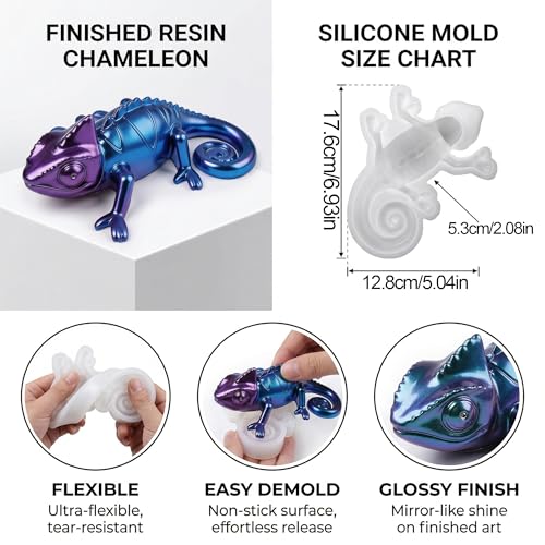 3D Chameleon Epoxy Resin Molds, Deep Lizard Animal Silicone Molds Reusable - color: Chameleon Resin Molds