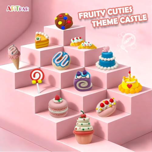 ARTPAR Air Dry Clay Kit,12 Desserts Modeling Magic Clay for Kids Craft Kit - color: Pink Cake Kit