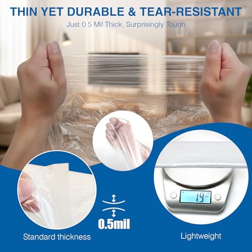 3 Pack 9x12 FT Plastic Drop Cloths for Painting, Disposable Sheeting & Tarp - color: 3-Pack