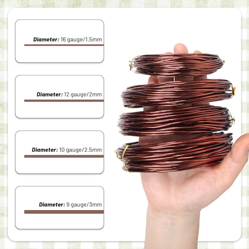 32 ft Copper Aluminum Craft Wire, 9 Gauge 3mm Bendable Armature Wire - color: Copper, size: 9 Gauge, 32 ft