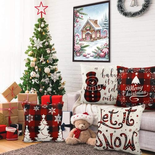 askkqtx Christmas Diamond Art Kits for Adults 12X16 Inch | Christmas Snowscape House Landscape Diamond Painting Kits Full Drill Crystal Rhinestone Gem Art Craft for Home Wall Decor - color: G4882