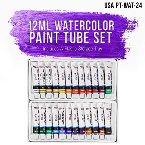 U.S. Art Supply Professional Watercolor Paint Set, 24 Colors in 12ml Tubes - size: 0.4 Fl Oz (Pack of 24)