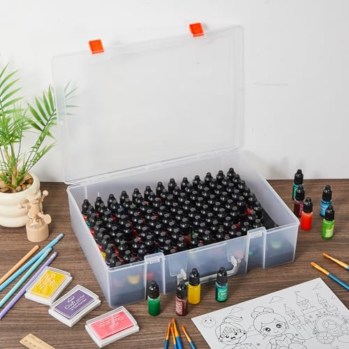 Patelai 2 Pack Alcohol Ink Storage Case and Paint Carrying Organizer Holder Fits 234 Pcs 0.78 Inch Bottles, Portable Storage Box with Foam Insert for Alcohol & Paint Ink, Art Supplies - size: 117*0.35 oz