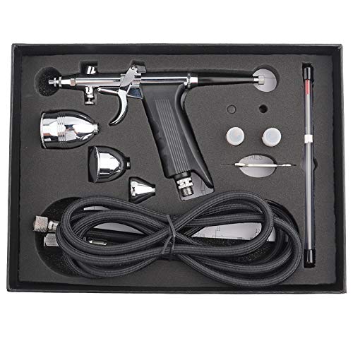 Airbrush Kit with Dual Action Feed, 0.3 & 0.8mm Needles, 2cc Fluid Cup, Multi-Purpose for Nail Art, Makeup, Model Painting, Tattoo