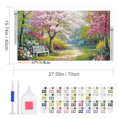 JOOZ Flowers Diamond Painting Kits for Adults 5D Large Landscape Diamond Painting Kit for Adults Full Drill Trees Diamond Painting Kits Gem Art Kits for Home Wall Decor 27.5x15.7Inch - color: GH02