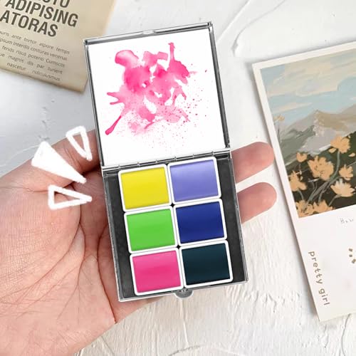 Mini Portable 6-Color Solid Watercolor Paint Set for Adults & Artists, High Tinting Strength Travel Art Kit for Beginners and Professionals, Half Pans (Each Capacity Approx 1.5ml).Macaron - color: Solid Watercolor-macaron