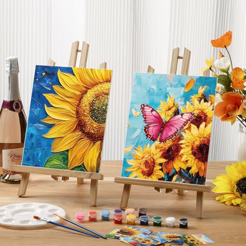 Sherr 24 Pcs Pre Drawn Canvas for Painting Adult Pre Printed Canvas Bulk Sip and Paint Kit Stretched Panels Paint Set for Theme Valentine Painting Night Party Favor (Sunflower,8 x 10 Inch) - size: 8 x 10 Inch, style: Sunflower
