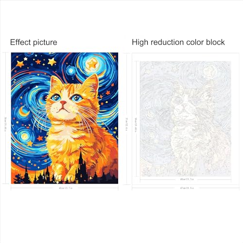 Paint by Numbers Kit for Adults,Cat Paint by Numbers Animals,16x20 lnch | Paint by Number Cat,Paint by Numbers for Adults Canvas,DIY Oil Painting Kits for Gifts Home Decor - color: B6-cat