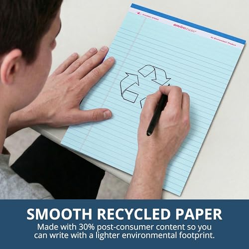 ROARING SPRING Enviroshades Assorted Colored Legal Pads, 3 Pack, Legal Ruled Recycled Writing Note Pads, 8.5" x 11", 40 Sheets, Perforated Paper, Made in USA, Memo Pad For School & Office - color: Assorted, style: 3 Pack