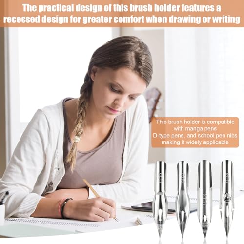 Comic Dip Pen Set, Includes 12 Stainless Steel Replacement Nibs & 2 Wooden Holders Dip Pen Nibs with 4 Styles for Drawing Writing Calligraphy Sketching Signing Painting - style: Style 2