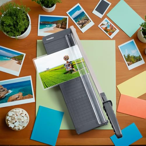 12" Guillotine Paper Cutter,Accurate Paper Trimmer Cutting with Safety Guard & Blade Lock, 8 Sheet Capacity, Portable Heavy Duty Paper Cutter for Cardstock,Label,Vinyl & Photos - size: 12"-Standard Paper Cutter