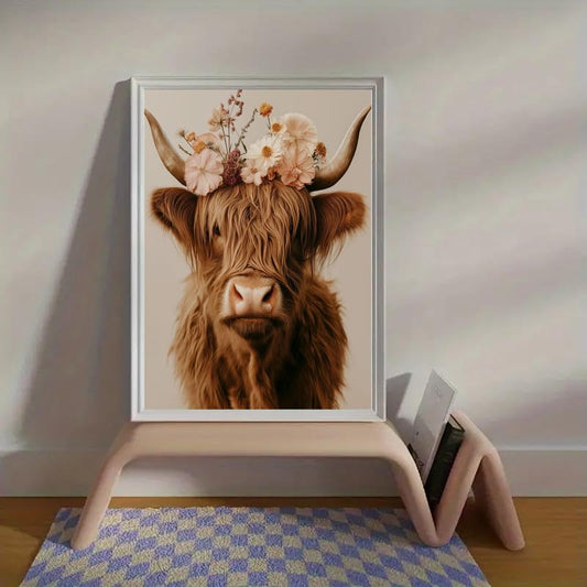 Canrichshop Cow Adult Paint by Number Kits,Highland Cow DIY Acrylic Painting by Numbers Without Frame,Easy Oil Adult Paint by Numbers on Canvas for Decor 16x20inch - color: MT22728