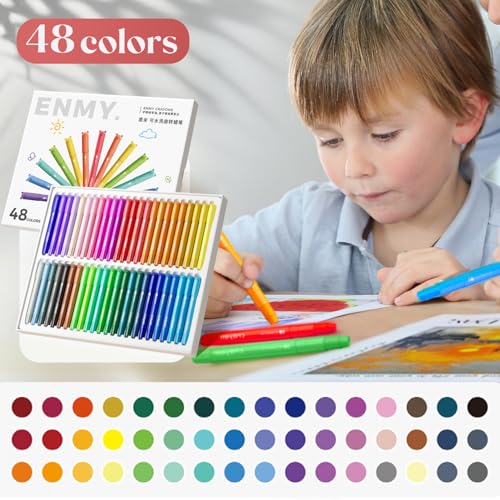 ENMY 48 Colors Gel Crayons, Twistable Non-Toxic Crayons Set, Washable Jumbo Crayons for Kids, DIY Craft Project, Art Supplies & Gifts - color: 48 Colors