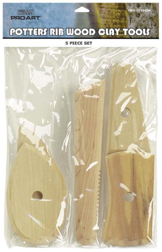Art Advantage Potters Rib Wood Clay Tools 5pc - style: Set of 5 Wood Tools with Potter's Rib