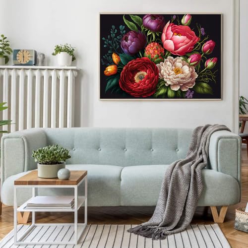 Artunion Rose Flower Paint by Numbers Kit for Adults,Peony Flower Paint by Number Kits, DIY Oil Painting Paint by Number Kits on Canvas Arts Craft for Home Wall Decor 16x20 Inch - color: ZXT-262