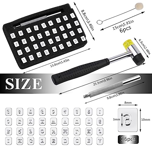 44 Pcs Leather Stamping Kit, 36 Pcs Leather Stamps 3mm with Letters Numbers - color: 3mm 36stamps
