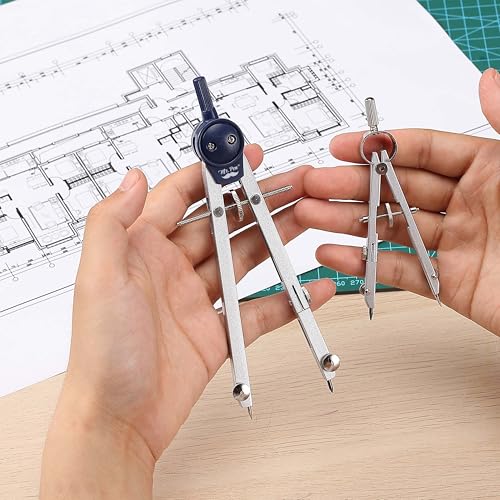 Mr. Pen- Professional Geometry Set, 7 pcs | Metal Compasses with Center Wheel & Extension Leg, Precision Drafting Kit with Storage Box for Geometry, Technical Drawing - style: 7 pcs Geometry Tool Set