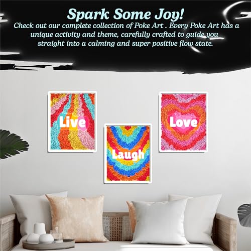 Unwynd Poke Art Positive Vibes Flower Bouquet Kit for Adults, Women & Teens | Hobby activity, brain puzzles, adult, 12 illustration sheets, 12 pages of stickers, 12 colour pages Rubbing Plates & Supplies - style: Positive Vibes