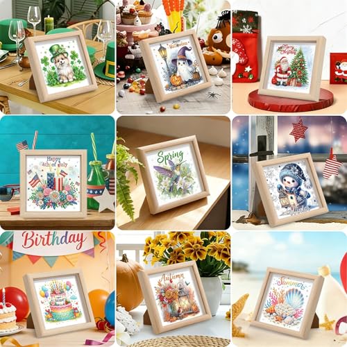 DIY Diamond Art Painting Pearl Creative Pattern 5D Seasonal Holiday Calendar 2026 Healing Home Photo Frame Set Tools-9PCS Festivals - color: 9PCS Festivals