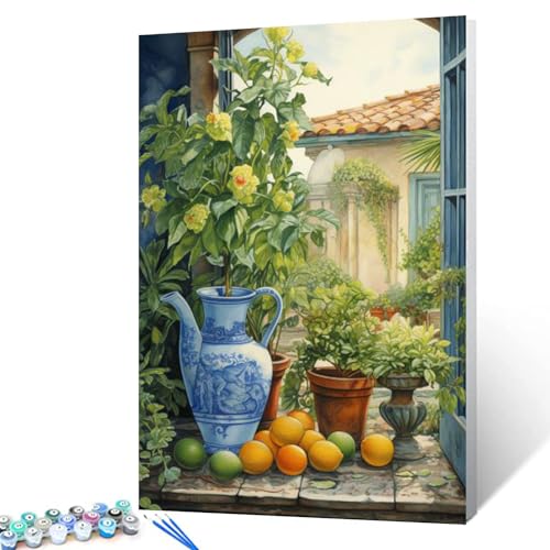 Green Garden Plants Naturecore Painting Paint by Numbers Kits 16x20 inch Canvas Rustic Charm DIY Oil Painting for Kids, Adults Beginner with Brushes Acrylic Pigment Drawings Gift(without Frame) - color: Garden 05, size: 16''x20''(Frameless)