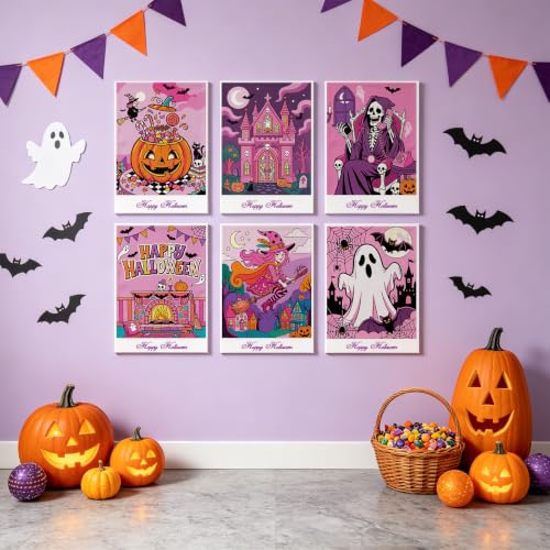 Niteform Pre Drawn Canvas to Paint, Pre Printed Canvas Boards, Pre Stretched Outline Painting Kits for Beginners, Adults, Party Favors & Spring Craft Activities (8 * 10-Halloween) - style: 8*10-Halloween