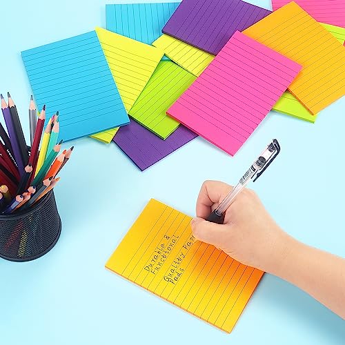 Early Buy Lined Sticky Notes, 4x6 in, 6 Bright Color, 6 Pads, 45 Sheets/Pad | Self-stick Repositionable Design, Great for Lists, Memos, and Daily Organization - color: 6 Bright Color