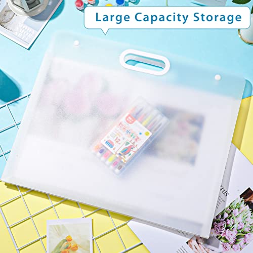 Chinco 2 Pcs Plastic Art Portfolio Bag for Kids 17.32 x 14.17 Inches Art Portfolio Folder for Artwork Case with Handles Waterproof Storage Case for Kids Teachers Drawing Artwork Keepsakes Poster