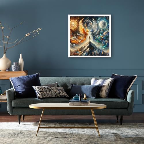 BOHADIY Phoenix Diamond Painting Kit for Adults - 5D Moon Art Kit for Beginners, Full Drill DIY Gem Art With Painting Kit for Home Wall Decor, 12 x 12 Inch